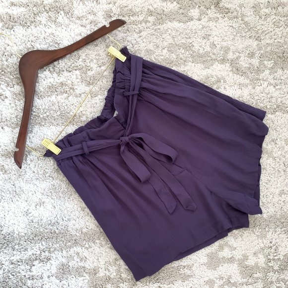 Shellsea Pants - Shellsea High Waisted Front Tie Blue Shorts